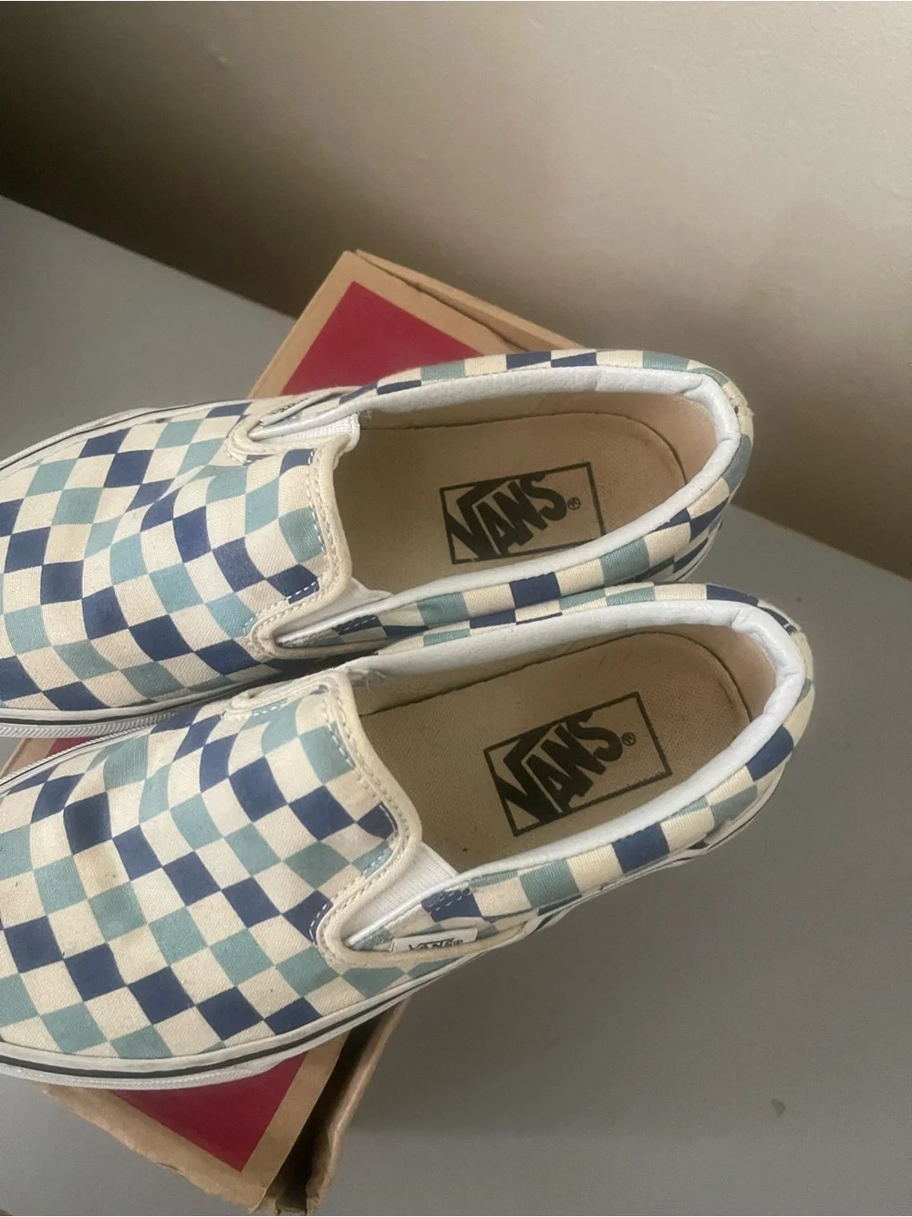 Vans Kids Checkerboard Slip-On Sneakers - Navy & Light Teal
